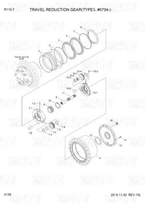 สามารถปรับแต่ง XKAY-01867 R110-7 Excavator Travel Drive ด้วยเครื่องลดดาวเคราะห์และbolt บนระบบ