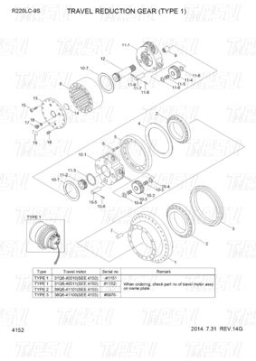 31Q6-40020 31Q6-40021 31Q6-40022 พลังงานเหมืองแร่ R220-9 Excavator Travel Drive Motor Catalog