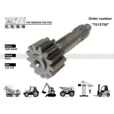 ร้านซ่อมเครื่องจักร การบํารุงรักษาด้วยน้ํามันเกียร์ สีดํา EX22 Excavator Travel 1 Stage Sun Gear ในสี