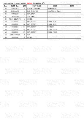 404-00098C 170402-00009 การใช้งานขับขี่สําหรับ DOOSAN CATALOG DX300 SOLAR300-5/7