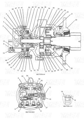 แผนภาพสีที่กําหนดเอง Excavator Swing Drives Reducer 312-6319 E308D