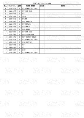 คาตาล็อก 128-1827 สแตนเลส CATERPILLER Excavator มอเตอร์ขับเคลื่อนท้าย E312A