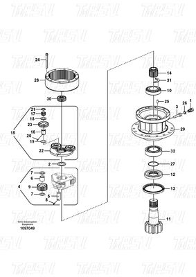 EC140B เครื่องขุดปลา เครื่องลดการสวิงดาวสําหรับ Volvo Catalog VOE14507900