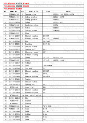 EC140B เครื่องขุดปลา เครื่องลดการสวิงดาวสําหรับ Volvo Catalog VOE14507900