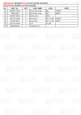 VOE14541069 เครื่องลดความเร็วแบบสวิงดริเวอร์พรีเมียมสําหรับ Volvo EC210B Catalogue