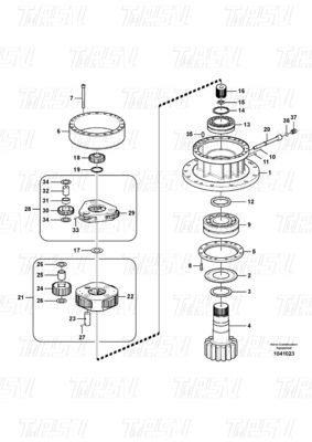 สแตนเลสสวิง แพลเนตารีเกียร์ Reducer แคตอลอล์กสําหรับโรงงานซ่อมเครื่องจักร VOE14566202 EC240B