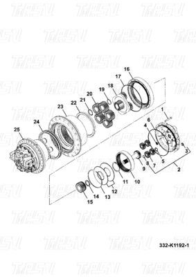 JS200 เครื่องขุดเหล็ก เครื่องขับเคลื่อนท้าย เครื่องขับเคลื่อนการเดินทาง เครื่องยนต์ คาตาล็อก 332/K1192