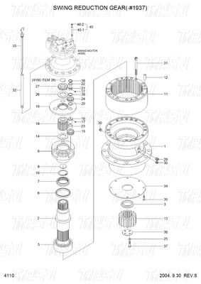 R210-7 Hyundai Excavator Swing Gear Box Catalog 31N6-10150 เครื่องลดดาว