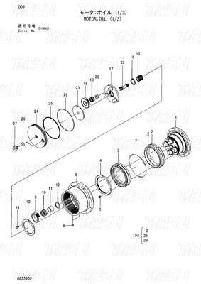 HITACHI EX55UR-3 ZX55UR ZX55UR-HHE เครื่องขุดดิน คู่จูงการเดินทาง 0732201