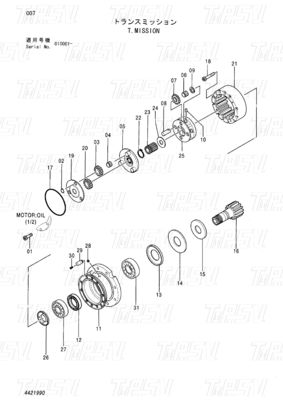 โบลท์บน Excavator Swing Drives แคทอลัก EX55UR-3 ZX55UR ZX55UR-HHE 4421990