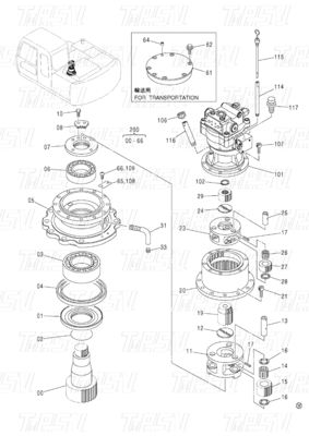 Bolt On Steel Planetary Excavator Swing Gearbox Drive Catalogue 9196343 ZX120 เครื่องขุดดาว