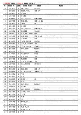 9118328 EX60-3 Excavator Swing Drive Catalog อุปกรณ์ยนต์ชิ้นส่วนที่มีเครื่องลดเครื่องยนต์ดาว