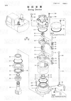 9118328 EX60-3 Excavator Swing Drive Catalog อุปกรณ์ยนต์ชิ้นส่วนที่มีเครื่องลดเครื่องยนต์ดาว