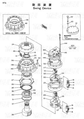 เครื่องลดดาวเคราะห์ EX100 เครื่องขุด เครื่องขับเคลื่อนสวิง แคตอลอล์กการประกอบสําหรับรุ่นเครื่องขุดที่แตกต่างกัน 9097684