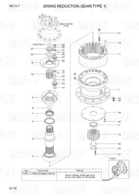 31N6-10181 R215-7 เครื่องขับเคลื่อนหมุน excavator แผนภาพสําหรับเครื่องพลังงานและเครื่องเหมืองแร่