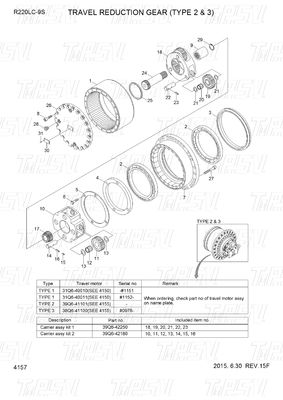สามารถปรับแต่งได้ สีดํา 39Q6-42100 39Q6-42101 R220-9 Excavator Travel Drive แผนการลดสุดท้าย สําหรับร้านซ่อมเครื่องจักร