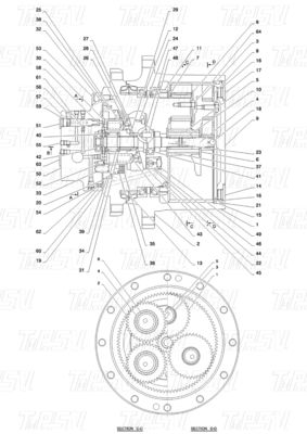 หลากหลายขึ้นอยู่กับรุ่น PY53D00004F1 SK55 Excavator Travel Drive Catalog