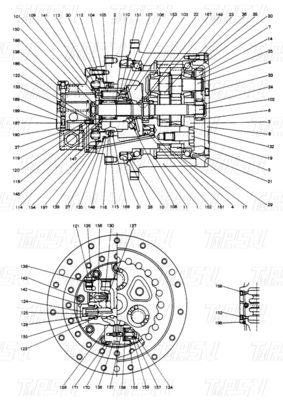 โบลท์-ออน 2441U829F1 SK120-3 Excavator Travel Drive Catalog มอเตอร์ที่เข้ากันได้กับเครื่อง excavator แบรนด์และรุ่นต่าง ๆ