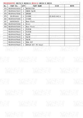 โรงงานซ่อมเครื่องจักรกล YN15V00037F2 SK210-8เครื่องขุดท่องเที่ยว Drvie แผนภาพชิ้นส่วนในการขนส่ง