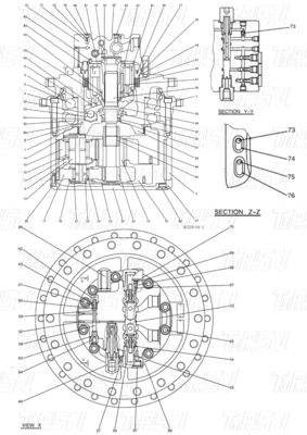 สีดํา LC15V00026F1 SK350-8 Excavator Final Drive แผนภาพชิ้นส่วนสําหรับการทํางาน