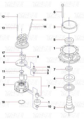 60042755 SY365C Excavator Swing Drive แคทอลัก มอเตอร์ โบลท์-บนการติดตั้ง