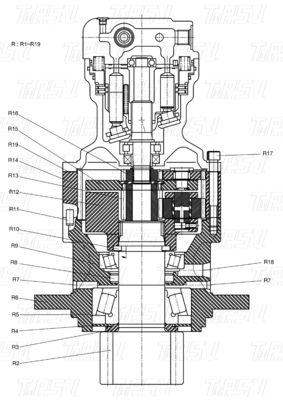 K1045875 DH80 Excavator Swing Drives แผนภาพสีที่สามารถปรับแต่งได้