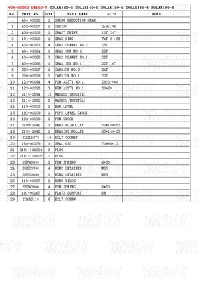 404-00062 DH150-7 Excavator Swing Drive แคทอลัก มอเตอร์สําหรับหลายยี่ห้อและรุ่น