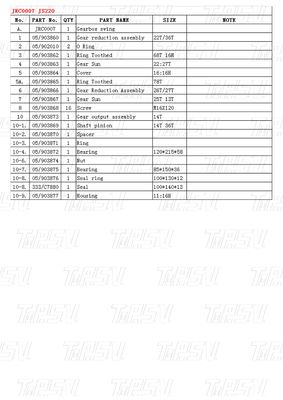 โบลท์ตามสั่งใน JRC0007 JS220 Excavator Swing Drive แคตอลอล์กในสต๊อก