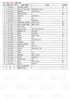 เครื่องลดดาว 176-9100 E311C Excavator Travel Drive แผนการแตกต่างกันตามรุ่น