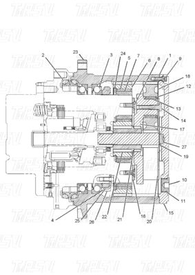 เครื่องลดดาว 176-9100 E311C Excavator Travel Drive แผนการแตกต่างกันตามรุ่น