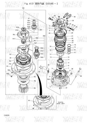 DX80R Excavator Swing Travel Drive แคทอลักสีที่กําหนดเอง