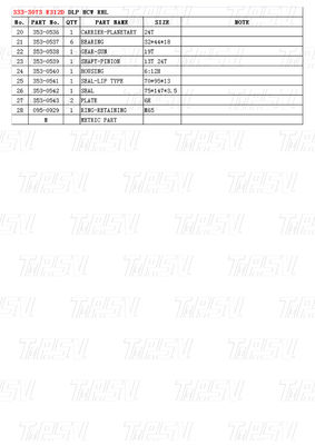 ภาระหนัก ดํา Excavator Swing Drive คาตอลอล์กสําหรับรุ่นต่างๆ OEM