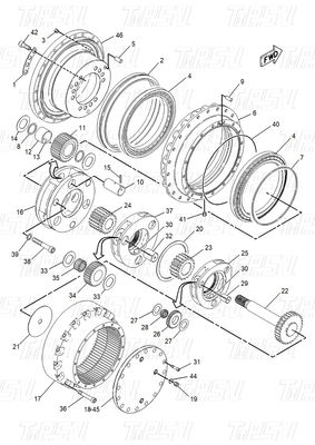 102-6500 E315-A Excavator Travel Drive แคทอลัก โบลท์-ออน ในสต็อค สีดํา
