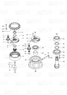 099-3553 E200B Excavator Swing Drive Catalog Parts For Swing Motor ไฮดรอลิก ซิสต์การเดินทาง