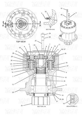 สีดํา 191-2693 E325C Excavator Swing Drives แคทอลัก โบลท์ในสต๊อก ไฮดรอลิกสวิงไดรฟ์